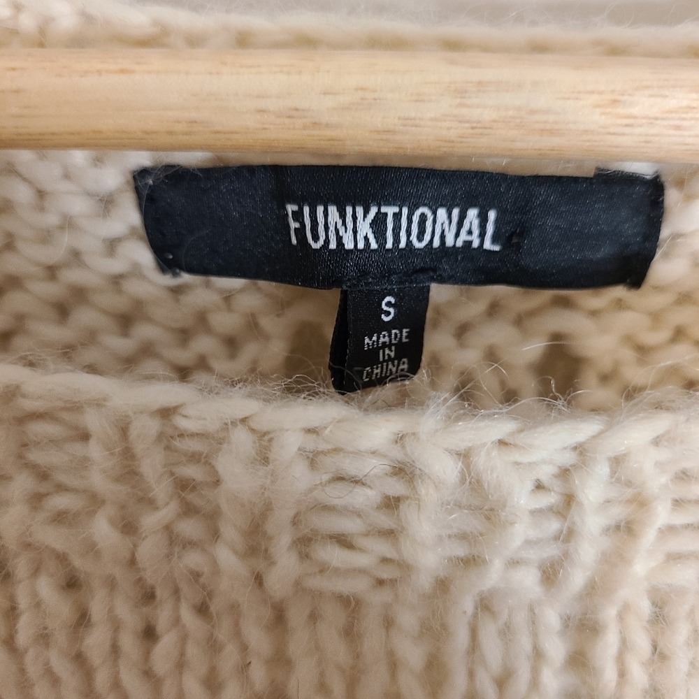 Funktional Cream Wool Alpaca Blend Open‎ Knit Sweater Small - Picture 6 of 8
